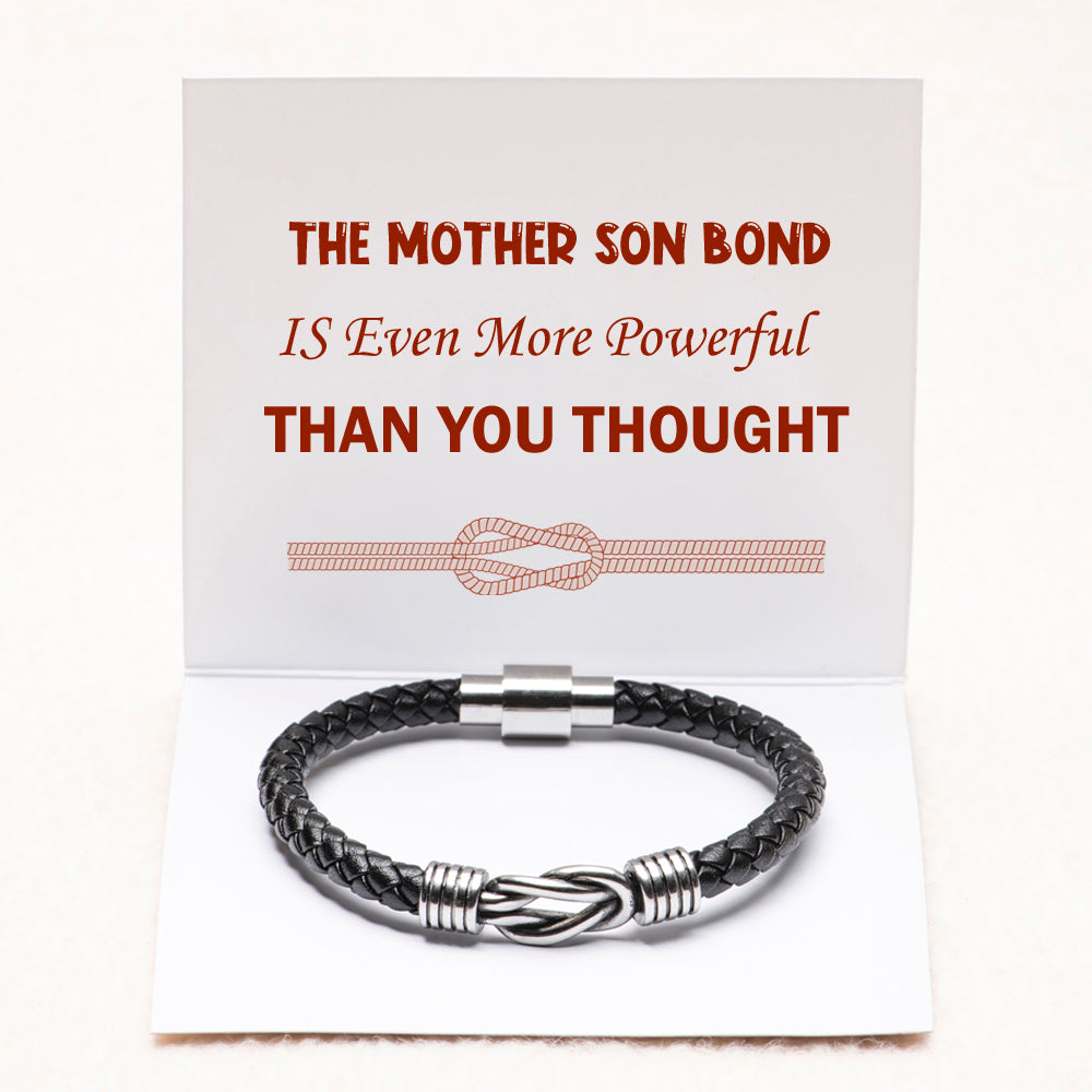 To My Son "A Powerful Bond" Leather Braided Bracelet