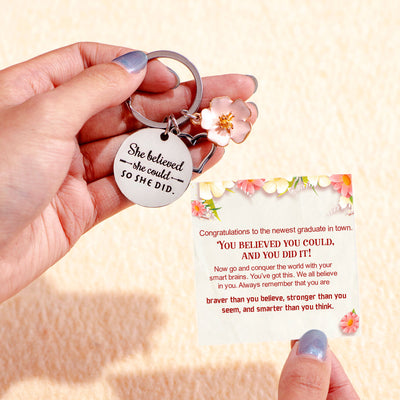 "You believed you could, and you did it" Petal Key Ring