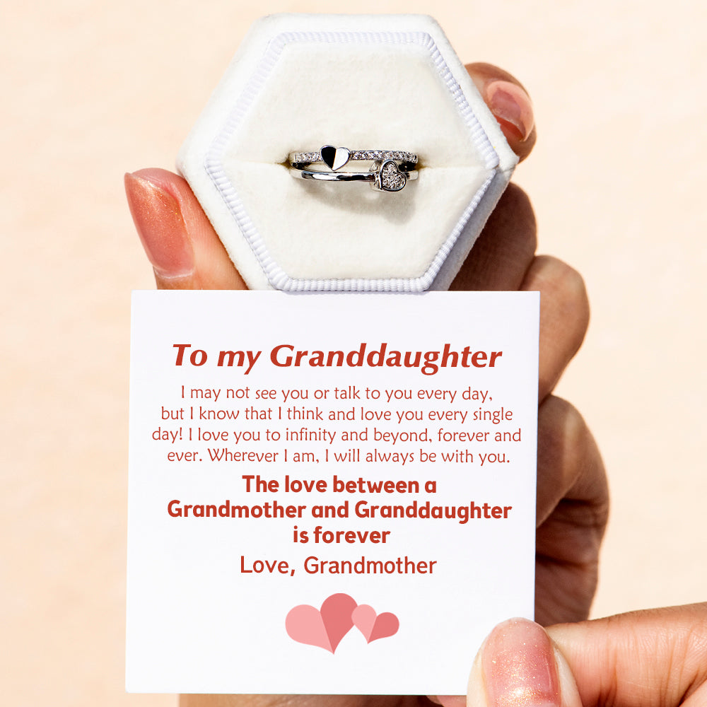 To My Granddaughter "Love Forever" Double Heart Ring