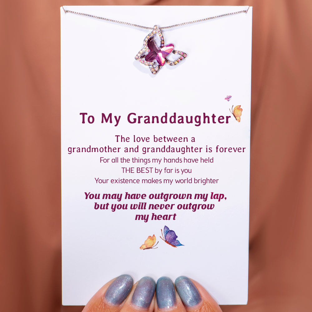 To My Granddaughter "You will never outgrow my heart" Butterfly Nacklace