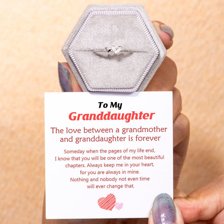 To My Granddaughter "You are always in my heart" Double Heart Ring