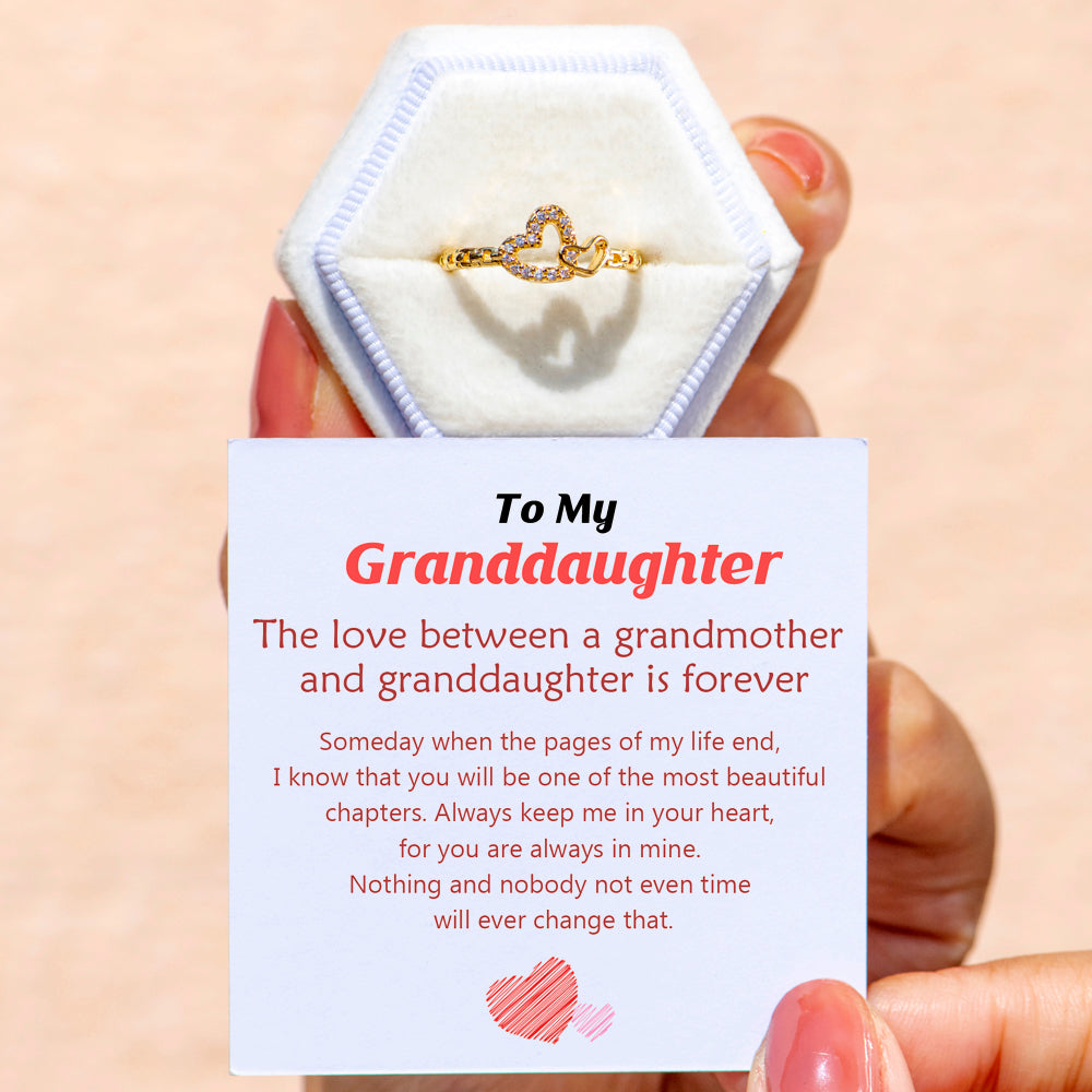 To My Granddaughter "Always in my heart" Double Heart Ring