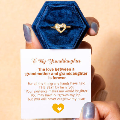 To My Granddaughter "You will never outgrow my heart" Double Heart Ring