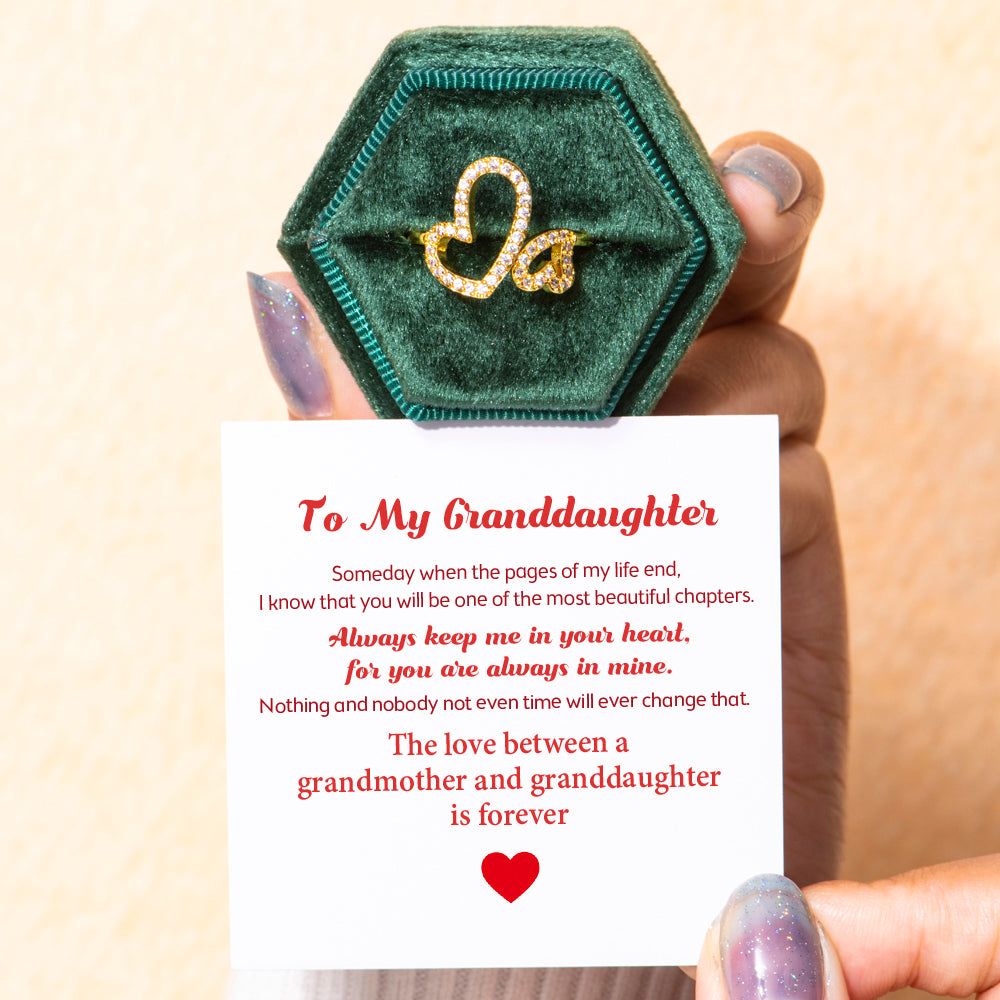 To My Granddaughter "Always in my heart" Double Heart Ring