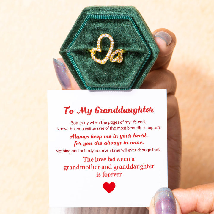 To My Granddaughter "Always in my heart" Double Heart Ring