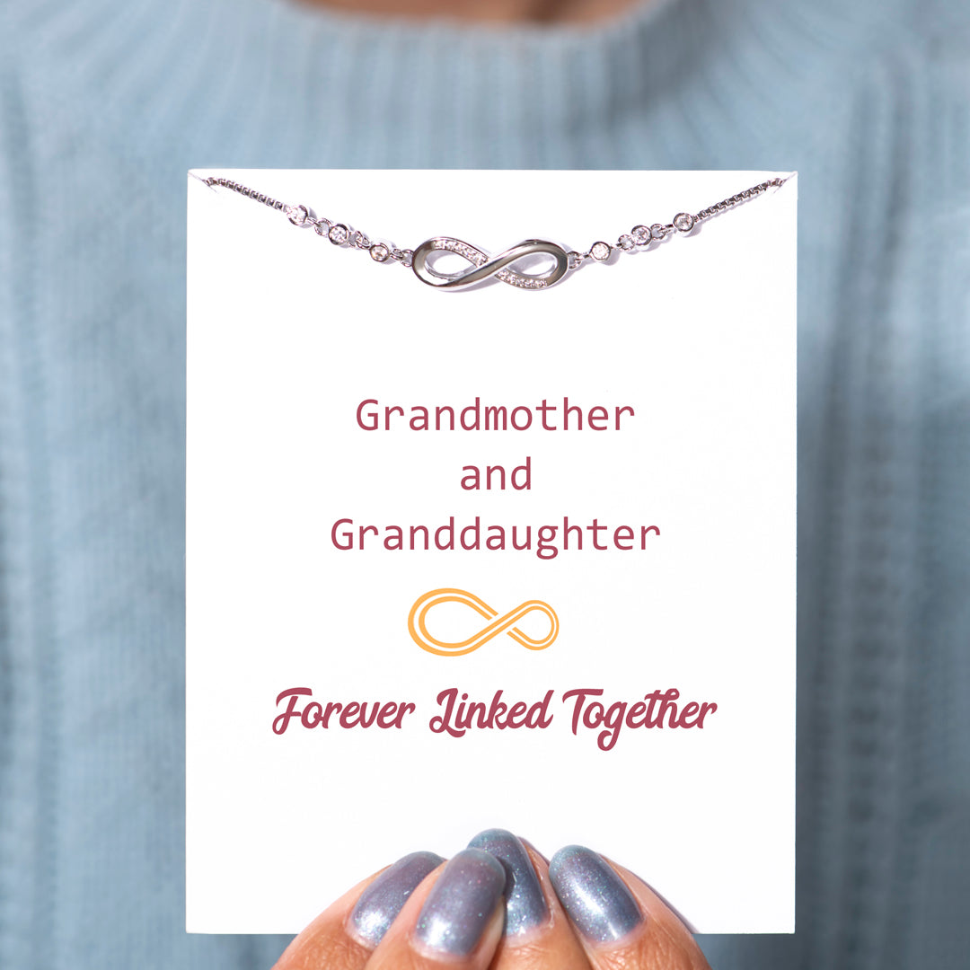 "Grandmother and Granddaughter Forever Linked Together" Infinite Love Bracelet