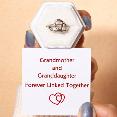To My Granddaughter "Forever Linked Together" Double Heart Ring