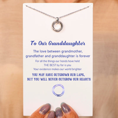 To My Granddaughter "You will never outgrow our hearts" Triple Ring Necklace