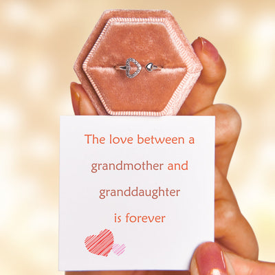 "The love between a grandmother and granddaughter is forever" Double Heart Ring