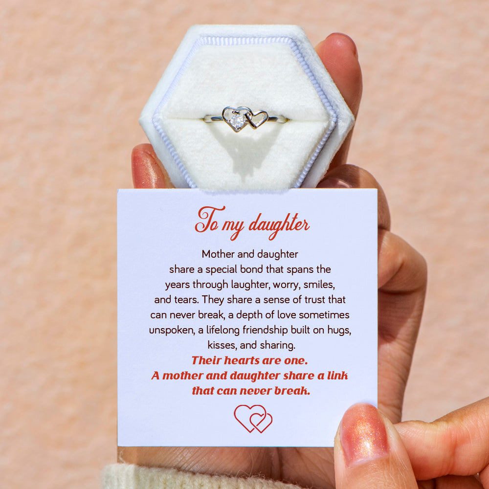 To My Daughter "Our hearts will always connect" Double Heart Ring