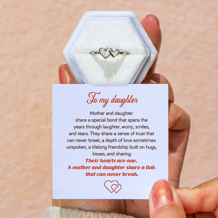 To My Daughter "Our hearts will always connect" Double Heart Ring