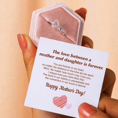 To My Mother "The love between a mother and daughter is forever." Double Heart Ring