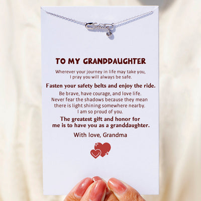 To My Granddaughter "The greatest honor for me is to have you as a granddaughter" Safety Pin Necklace