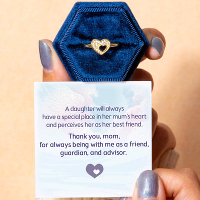 To My Mother "Thank you, mom" Double Heart Ring