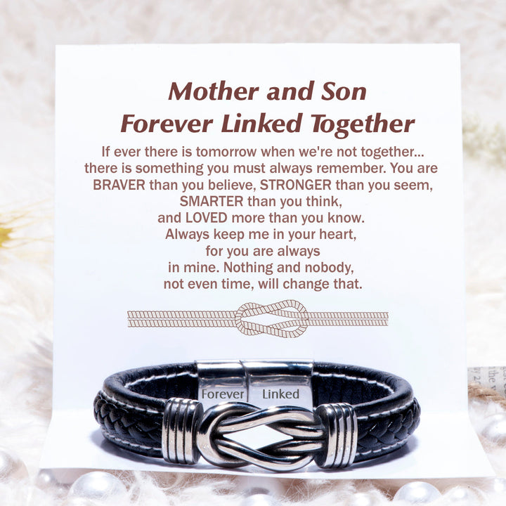 To My Son "Always keep me in your heart, for you are always in mine" Leather Braided Bracelet