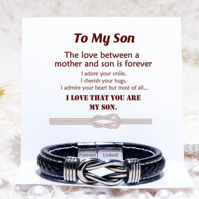 To My Son "I love that you are my son" Leather Braided Bracelet