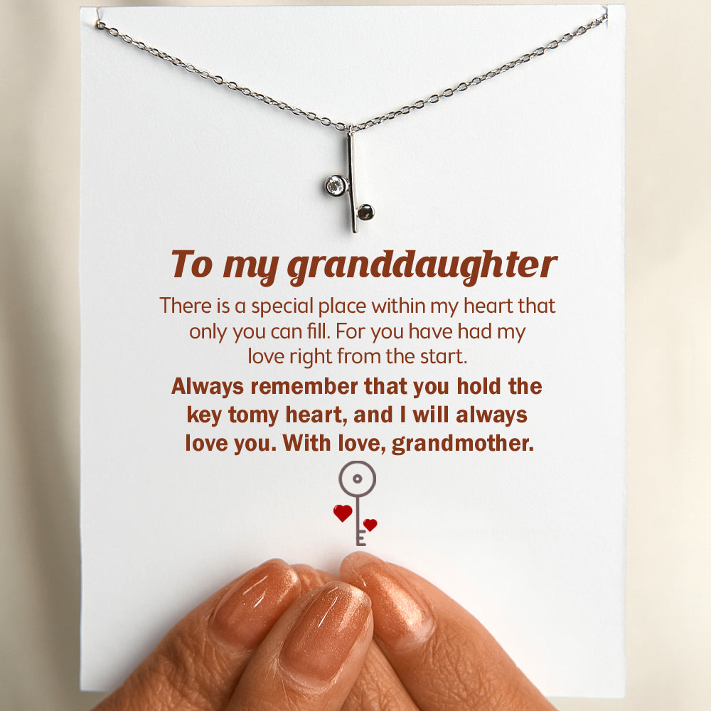 To My Granddaughter "You hold the key to my heart" Key Necklace