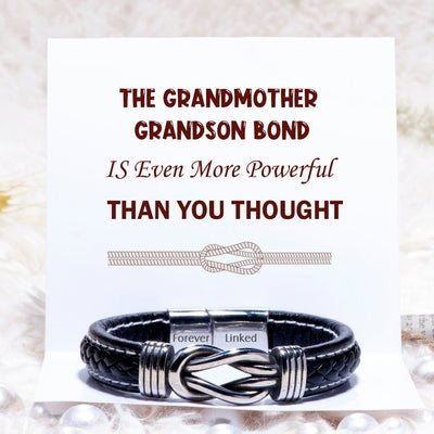 To My Grandson "A Powerful Bond" Leather Braided Bracelet