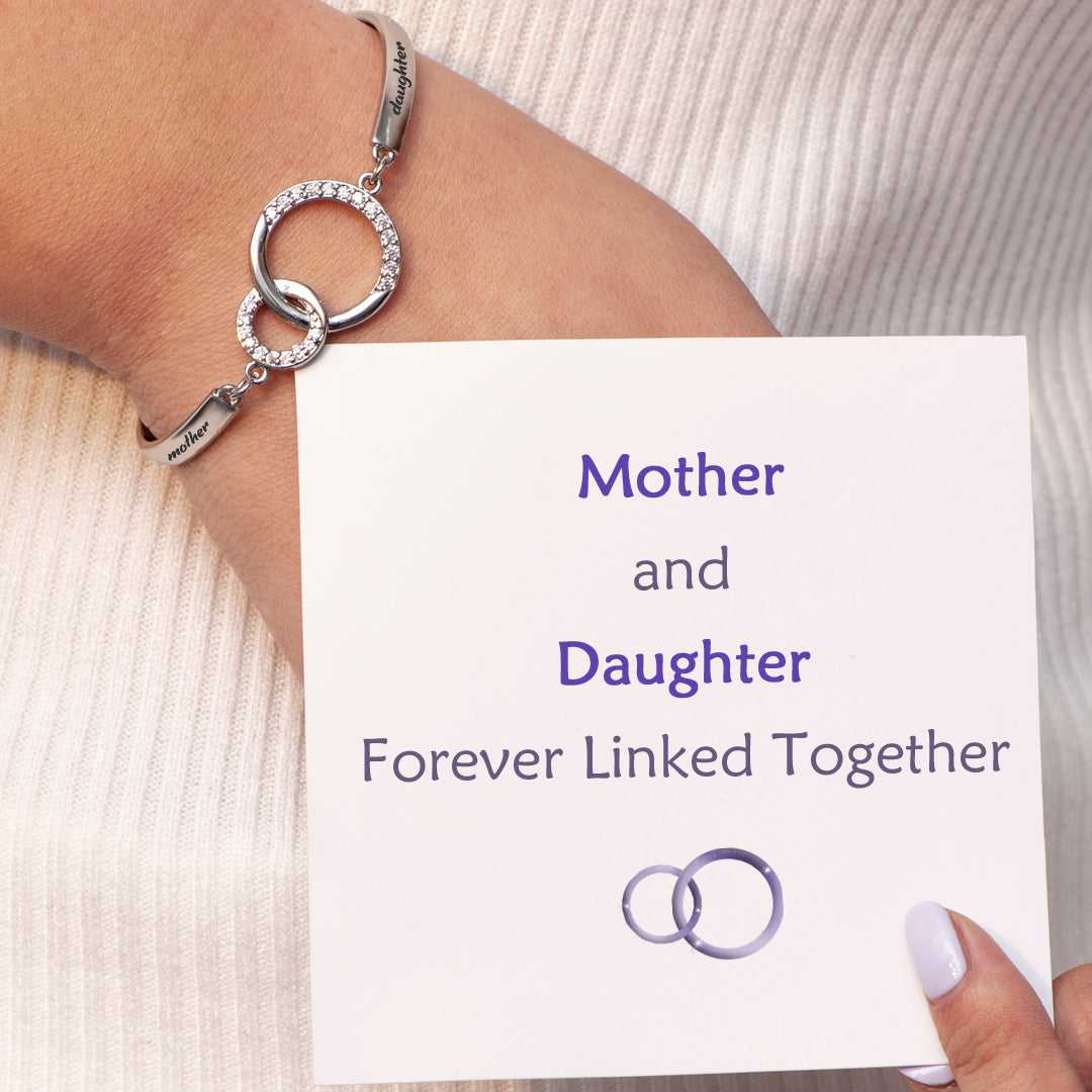 "Mother and Daughter Forever Linked Together" Double Ring Bracelet