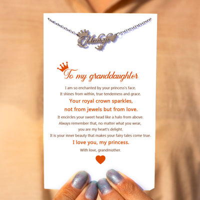 [Custom Name] To My Granddaughter "Straighten Your Crown" Princess Necklace