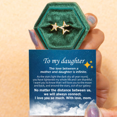 To My Daughter "I will love you to the moon and back" Double Star Ring