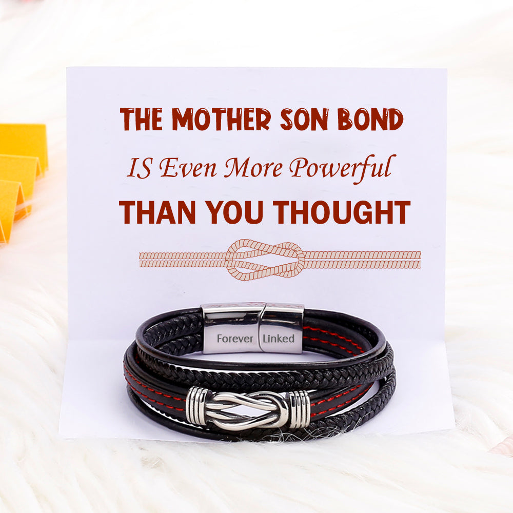 To My Son "A Powerful Bond" Leather Braided Bracelet