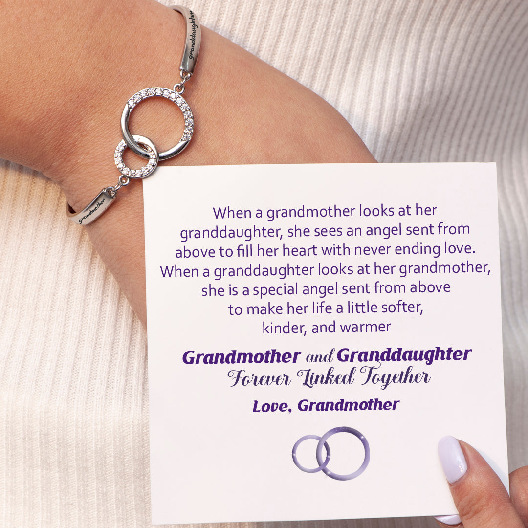 "Grandmother and Granddaughter Forever Linked Together" Double Ring Bracelet