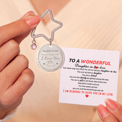 "Marriage made you family, love made you my daughter" Star Key Ring