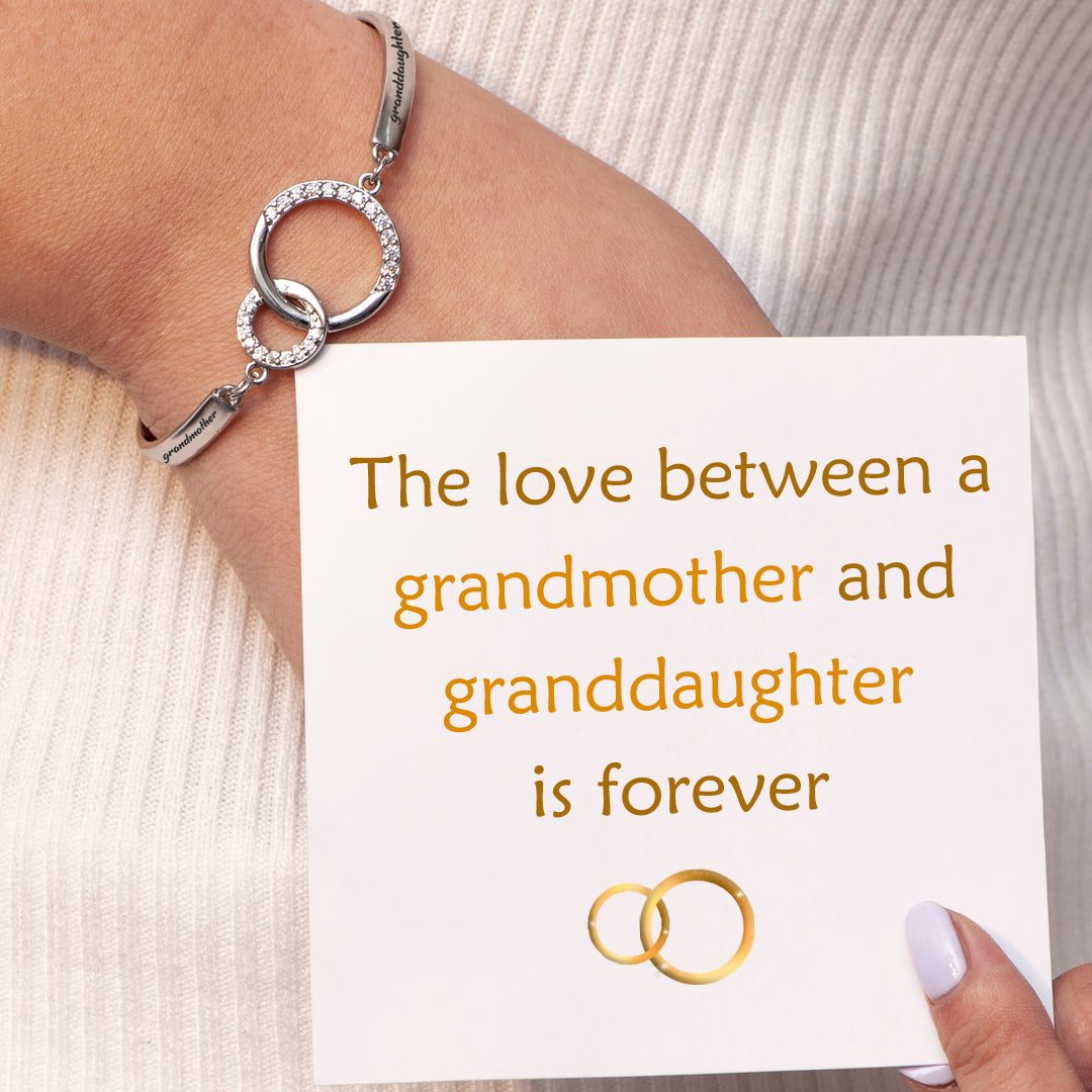 "The love between a grandmother and granddaughter is forever" Double Ring Bracelet