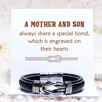 To My Son "Forever Linked" Leather Braided Bracelet