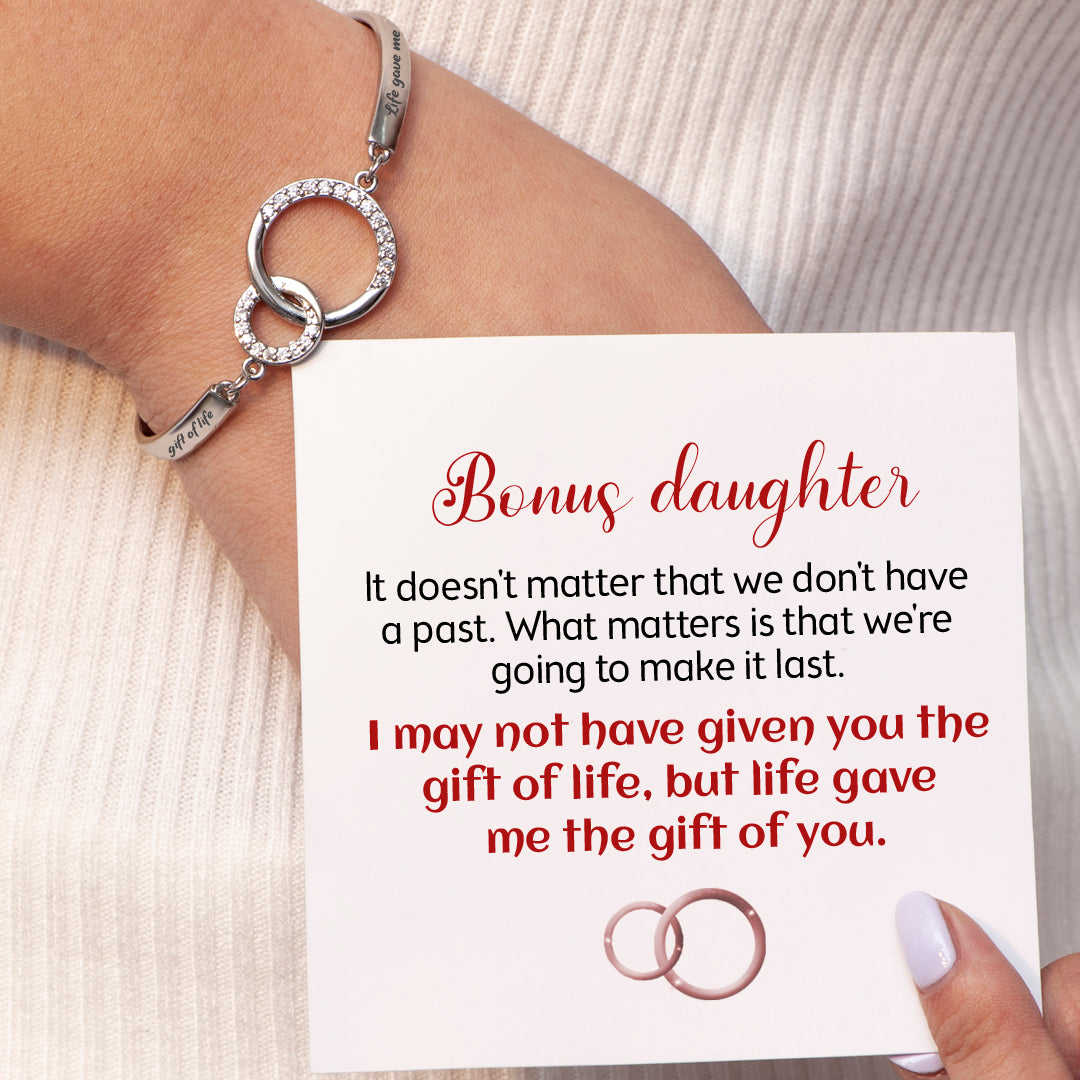 To My Bonus Daughter "Life Gave Me The Gift Of You" Double Ring Bracelet