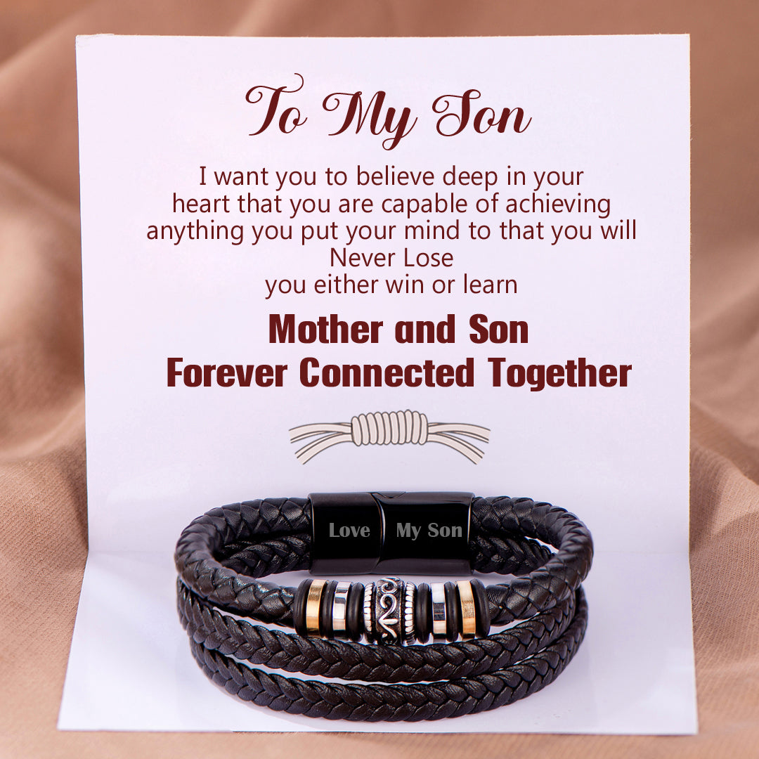 To My Son "Forever Connected Together" Woven Bracelet