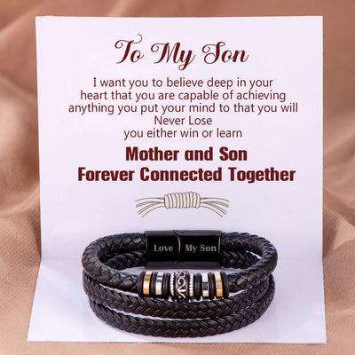 To My Son "Forever Connected Together" Woven Bracelet