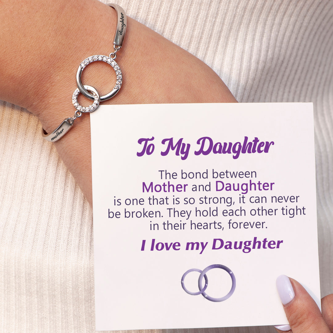 To My Daughter "Mother and Daughter Forever Linked Together" Double Ring Bracelet