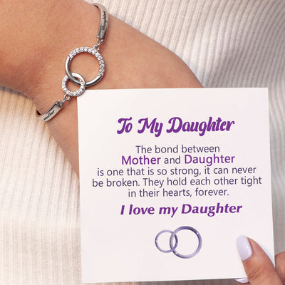 To My Daughter "Mother and Daughter Forever Linked Together" Double Ring Bracelet