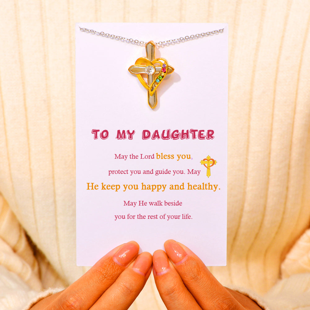 Daughter Mother Bracelets gift card with the “God bless you” message.


