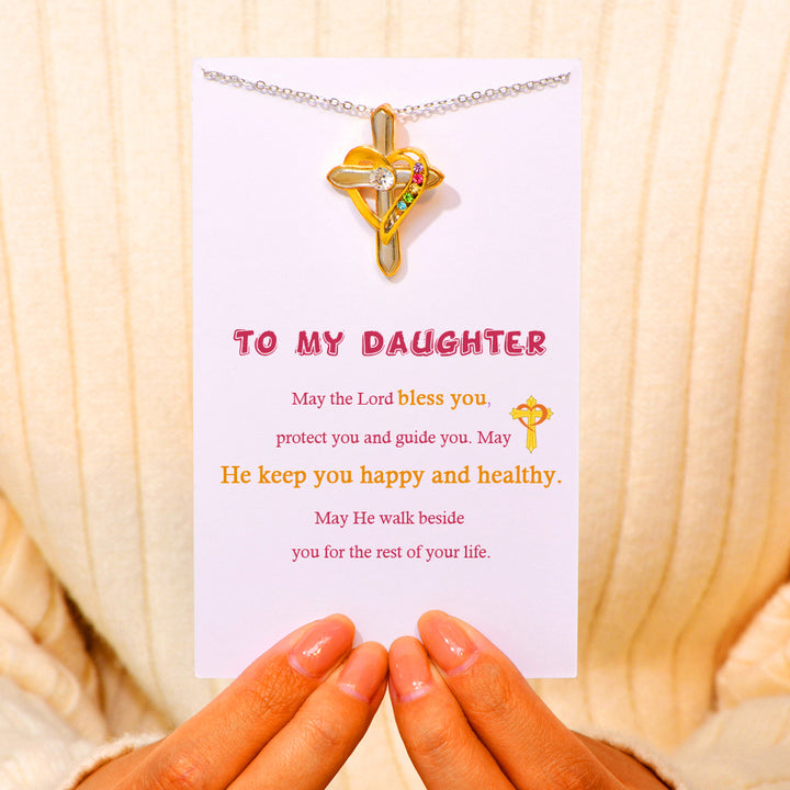 Daughter Mother Bracelets gift card with the “God bless you” message.

