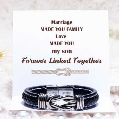 To My Son-in-law "Forever Linked Together" Leather Braided Bracelet