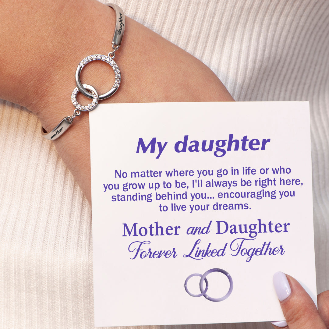 To My Daughter "Mother and Daughter Forever Linked Together" Double Ring Bracelet