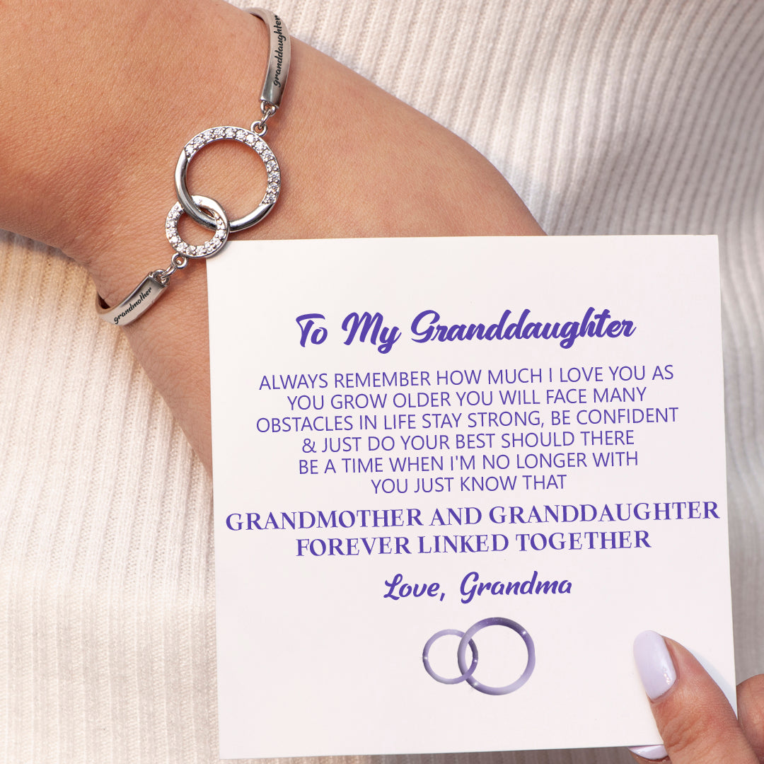 To My Granddaughter "FOREVER LINKED TOGETHER" Double Ring Bracelet