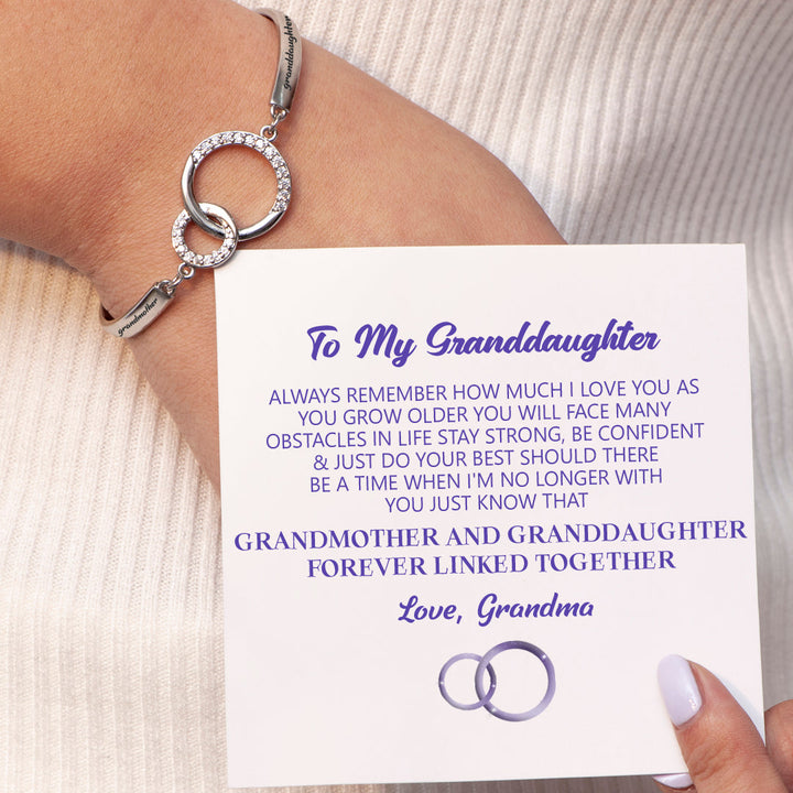 To My Granddaughter "FOREVER LINKED TOGETHER" Double Ring Bracelet
