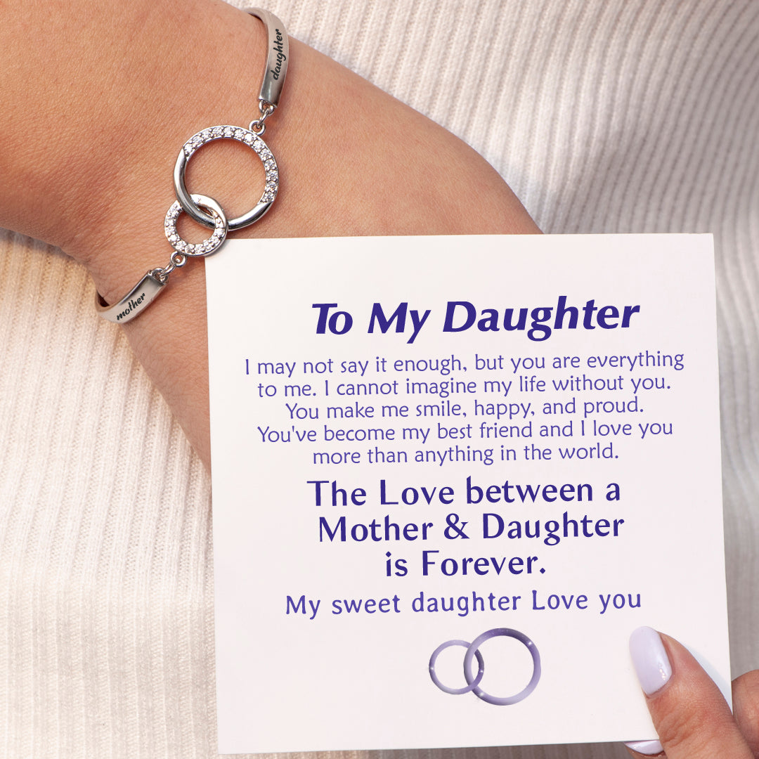 To My Daughter "The Love between a Mother & Daughter is Forever" Double Ring Bracelet