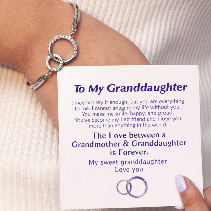 To My Granddaughter "FOREVER LINKED TOGETHER" Double Ring Bracelet