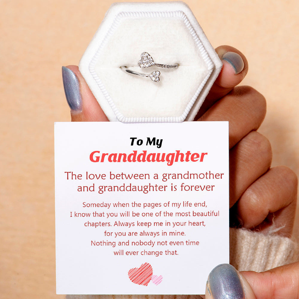 To My Granddaughter "Forever Linked Together" Heart Ring