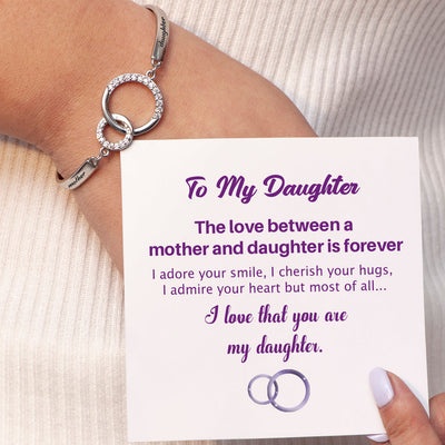 To My Daughter "Mother and Daughter Forever Linked Together" Double Ring Bracelet