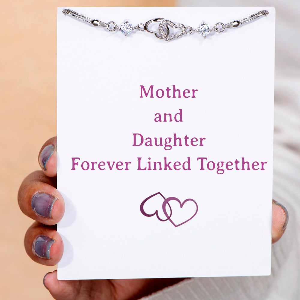 To My Daughter "Forever Linked Together" Double Heart Bracelet