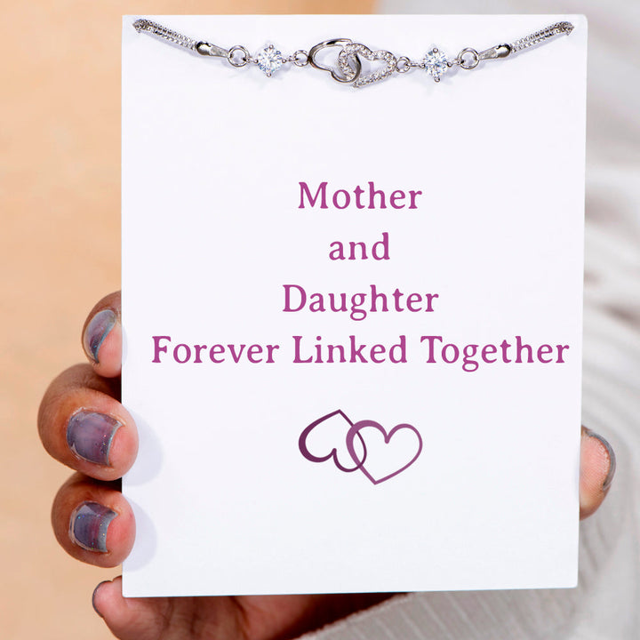 To My Daughter "Forever Linked Together" Double Heart Bracelet