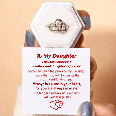 To My Daughter "Forever Linked Together" Double Heart Ring