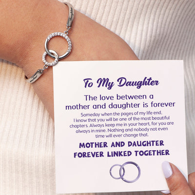 To My Daughter "Forever Linked Together" Double Ring Bracelet