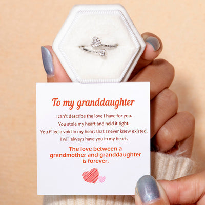 To My Granddaughter "Always have you in my heart" Double Heart Ring